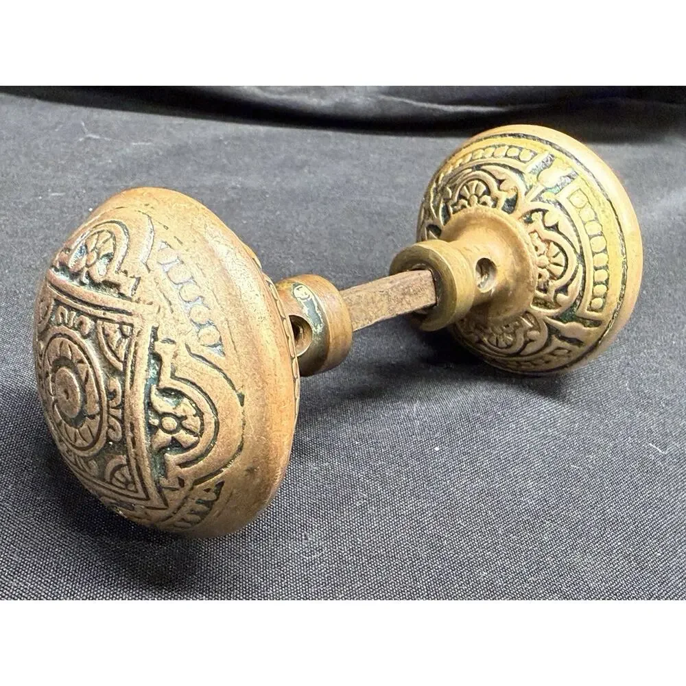 Pair Of Antique 1880’s Victorian Brass/bronze Door Knobs Architectural Salvage